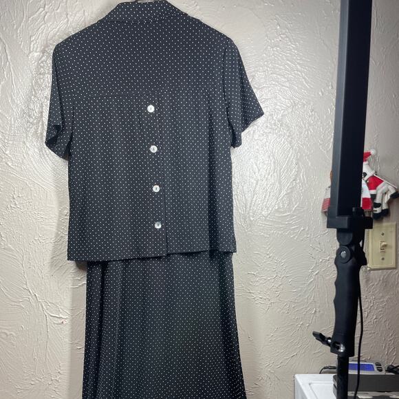 Ronni Nicole by Ouida Black Button Up Front & Back Two-piece Dress Womens Petite - Picture 4 of 6